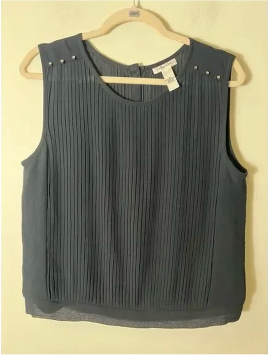 Calvin Klein Tops - Calvin Klein Charcoal Pleated Sleeveless Shell Top